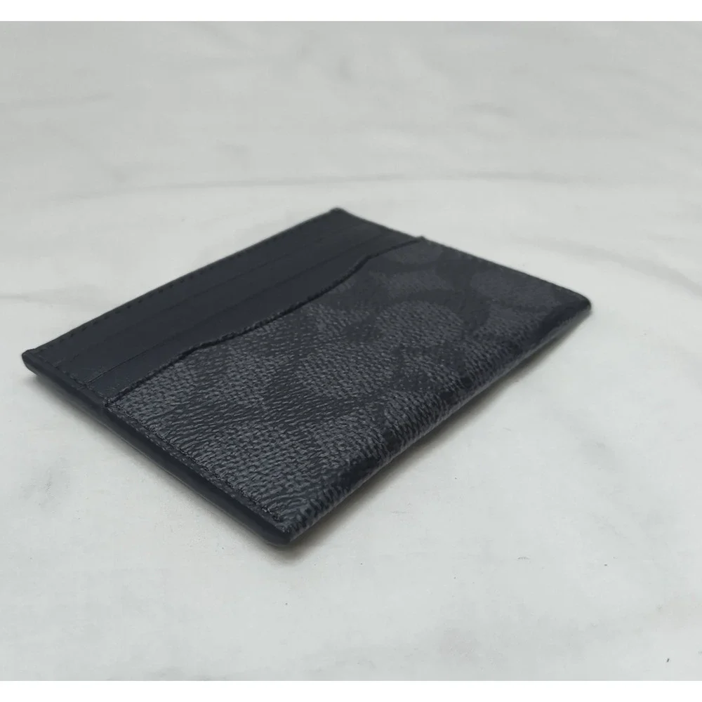 Coach Signature Black Leather ID Window Credit Card Wallet